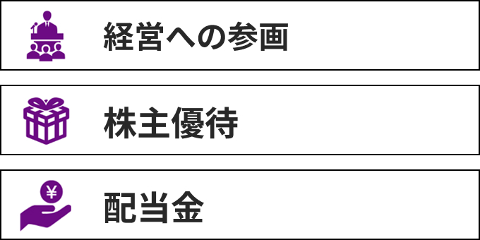 経営への参画 株主優待 配当金